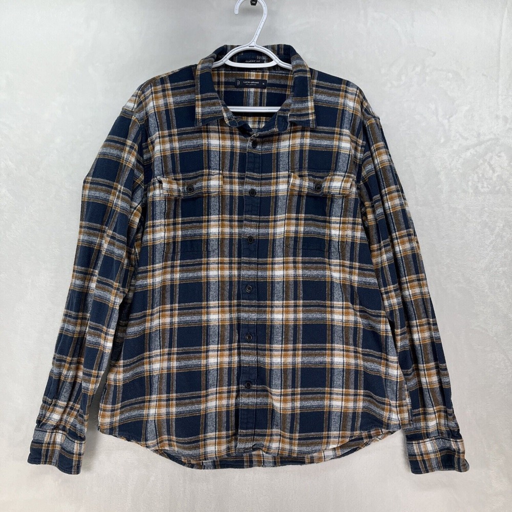 Lucky Brand Classic Fit Button Down Flannel Men's Sz XL Cabin Lumberjack Plaid